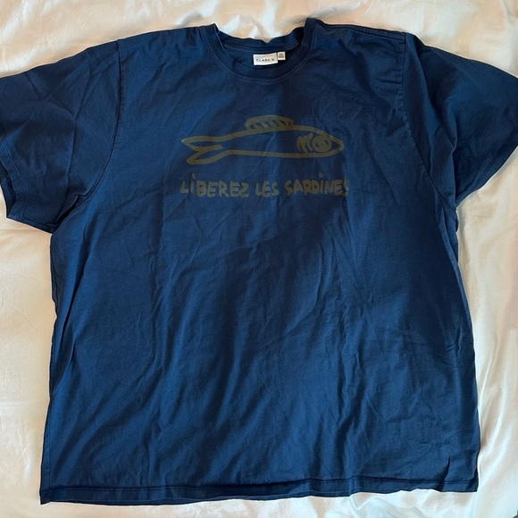 Clare V Navy Original Tee w/Army Green graphic | Size XXL | EUC - Picture 3 of 10